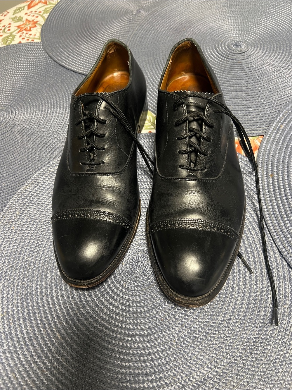ALDEN Classic Black Cap-Toe Leather Oxford Dress Shoes